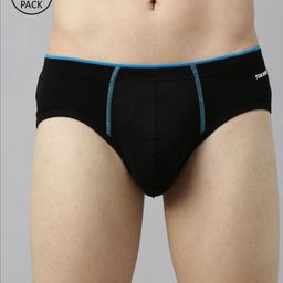 TOM BURG Men Pack of Two Black Solid Basic Briefs 111-Black-8