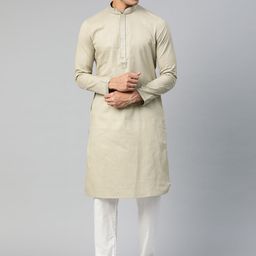 Manthan Men Grey Solid Straight Kurta-picture-1