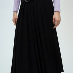 MANGO Double-Belted Pleated Flared Midi Skirt-image-24