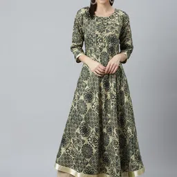 Libas Women Green Ethnic Motifs Printed Anarkali Kurta-47