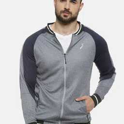 Campus Sutra Men Blue & Grey Colourblocked Lightweight Sporty Jacket-picture-38