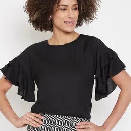 La Zoire Women Black Solid Top-picture-4