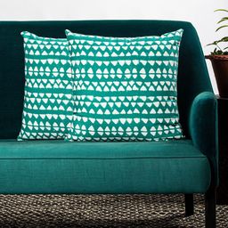 Contrast Living Off-White & Green Set of 2 Abstract Square Cushion Covers-12