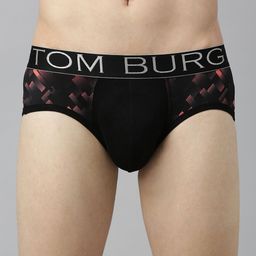 TOM BURG Men Black & Coral Red Printed Basic Briefs 100-Black Red-picture-18