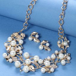 Shining Diva Fashion Gold-Plated  White Pearl  Stone Studded Choker Jewellery Set-picture-31