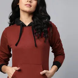 Roadster Women Maroon Hooded Sweatshirt-image-45