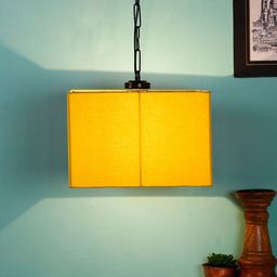 Devansh Yellow & Black Solid Traditional Hanging Lamp-14
