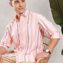 Nautica Classic Fit Opaque Striped Pure Cotton Casual Shirt-image-24