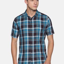 SHOWOFF Men Blue & Black Slim Fit Checked Casual Shirt-image-45