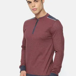 ARISE Men Maroon Solid Mandarin Collar T-shirt-image-28