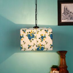 Devansh White & Blue Printed Square Hanging Light-image-9