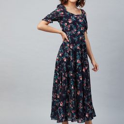 RARE Blue Floral Printed Maxi Dress-image-79