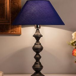 Homesake Black & Navy Blue Solid Bedside Standard Table Lamp with Shade-58