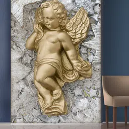 999Store Gold-Toned & Grey Baby With Wings Mural Wall Sticker-picture-9