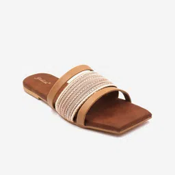 Gibelle Women Brown Embellished Open Toe Flats-39