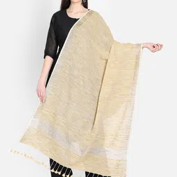 THE WEAVE TRAVELLER Beige & White Woven Design Dupatta-54