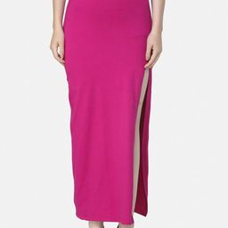 SCORPIUS Women Magenta Pink Solid Straight Maxi Skirt-22