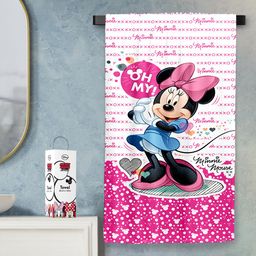 YK Girls Sea Green Minnie Mouse Printed Pure-Cotton 380 GSM Bath Towels-54