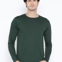Chkokko Men Green Solid Round Neck T-shirt-image-69