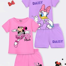 YK Disney Girls Pack of 2 Minnie & Daisy Printed T-shirt with Shorts-picture-37