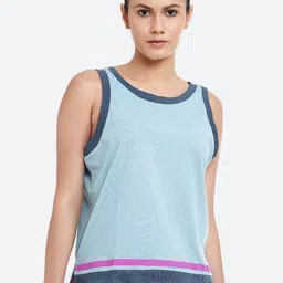 ASICS Women Blue W Color Block Training T-shirt-image-5