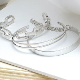 JOKER & WITCH Set of 3 Silver-Plated Cuff Bracelet-49