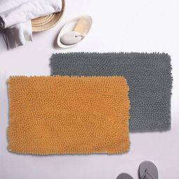 BIANCA Set Of 2 Mushroom Texture Non-Slip Shaggy Bath Rugs-15