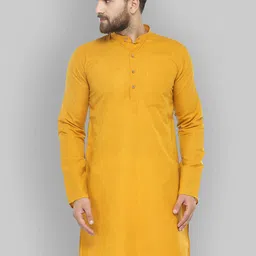 Jompers Men Mustard Yellow Solid Straight Kurta-image-108