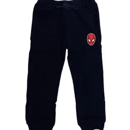 Marvel by Wear Your Mind Kids Navy Blue Solid Pure Cotton Joggers-picture-1