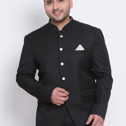 Hangup Men Black Solid Single-Breasted Bandhgala Blazer-picture-18
