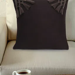 Mezposh Coffee Brown Set of Single Solid Square Cushion Covers-53