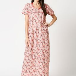 AV2 Peach-Coloured & Green Printed Maternity Nightdress-11