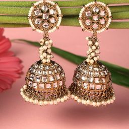 Zaveri Pearls Artificial Kundan Gold Plated Jhumkas-40