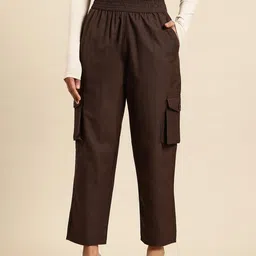FITHUB Women Straight Fit High-Rise Cargos Trousers-image-89