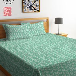 KLOTTHE Set of 2 Woven Design Double King Bed Covers With 4 Pillow Covers-1