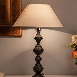 Homesake Black & White Solid Handcrafted Table Lamp with Shade-16