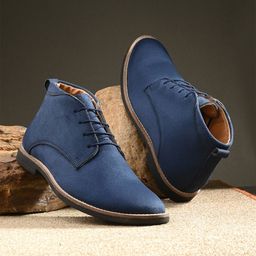 Hirels Men Blue Suede Chukka Boots-image-44
