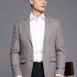Louis Philippe Self Design Single Breasted Slim Fit Formal Blazer-10