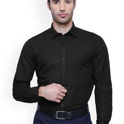 Southbay Men Black Smart Slim Fit Solid Formal Shirt-image-80