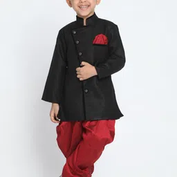 JBN Creation Boys Black & Maroon Solid Sherwani Set-43
