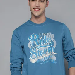 HERE&NOW Men Blue Printed Sweatshirt-picture-53