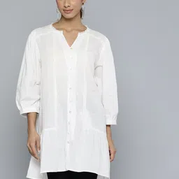 SCOUP Solid Linen Lace Inserts Detail Ethnic Tunic-picture-51