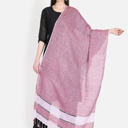 THE WEAVE TRAVELLER Mauve & Cream-Coloured Woven Design Dupatta-0