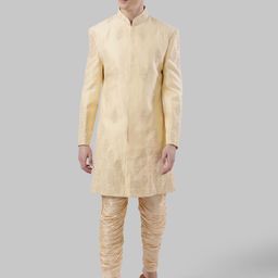 Ethnix by Raymond Men Beige A-Line Kurti with Pyjamas-image-53