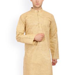 Wintage Beige & White Khadi & Cotton Kurta Pyjama-image-12