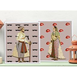 Art Street Set of 2 White & Purple King & Queen Wall Paintings-image-38