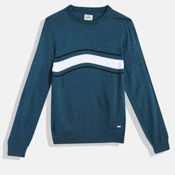 WROGN YOUTH Boys Teal Blue Acrylic Striped Pullover-image-68
