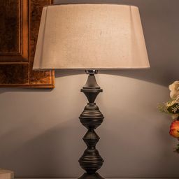 Homesake Black & White Solid Bedside Standard Table Lamp with Shade-1