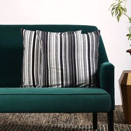 Contrast Living White & Black Set of 2 Striped Square Cushion Covers-14