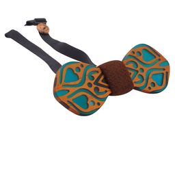 PELUCHE Men Green & Brown Handcrafted Wooden Bow Tie-picture-21